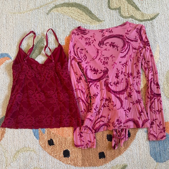 Banana Republic I Y2K I Pink Raspberry Faux Wrap Printed Top & Cami - Picture 2 of 16